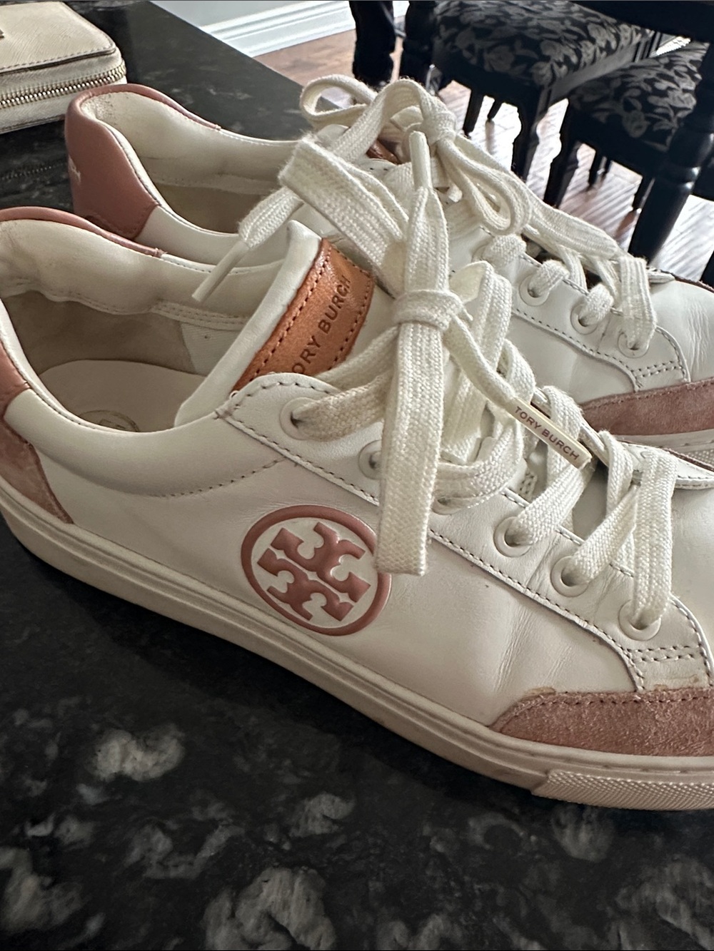 Tory Burch Howell Court sneakers in pink and white size 7.5